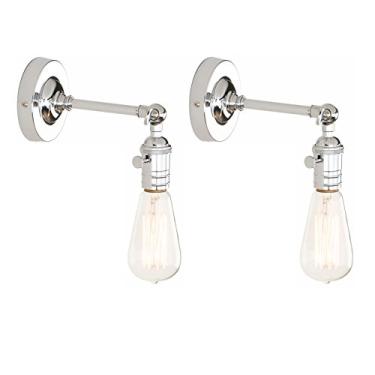 Imagem de Luminária de parede LED, 2 conjuntos de apliques de metal estilo loft para bar, café, corredor e cozinha (cromado)