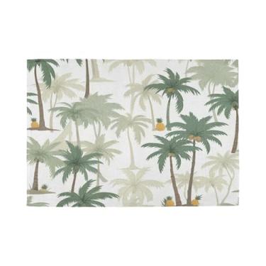 Imagem de Burbuja Jogo americano conjunto de 6, tapetes de mesa laváveis antiderrapantes de coqueiros verdes, resistentes ao calor, para cozinha, mesa de jantar, ambientes internos e externos