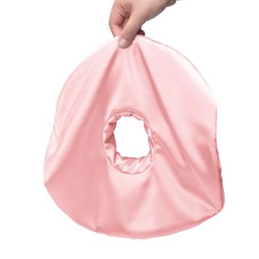 Imagem de Babyezz Fronha para piercing de orelha, capa removível macia de cetim para travesseiros laterais em forma de O, hipoalergênica e fácil de cuidar para orelha perfurada e alívio CNH (fronha - seda rosa