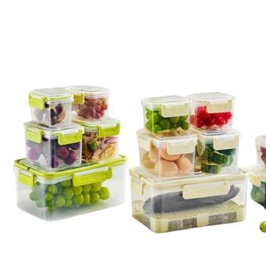 Imagem de Conjunto 5 Potes de Plástico com Tampa e Cesto, Transparente com Cesto Bege e Verde, Vedação Eficiente, Empilháveis, Livre de BPA