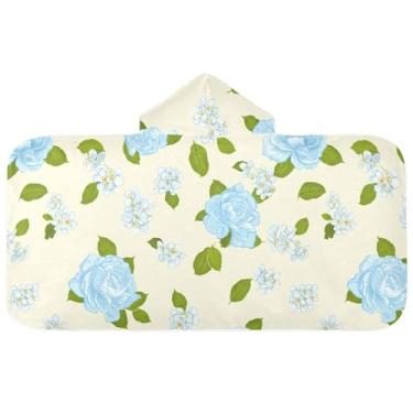 Imagem de Burbuja Toalha de banho com capuz de laço rosa para crianças, toalha de praia de pelúcia macia absorvente para chá de meninas e meninos 3-10 anos, 61 x 127 cm