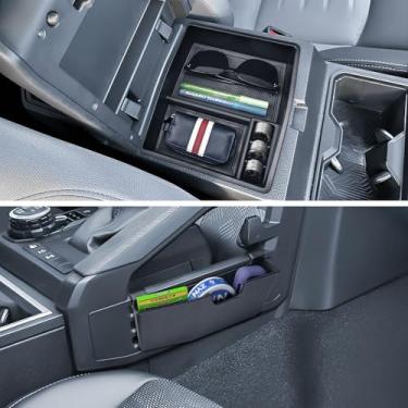 Imagem de EDBETOS 2 peças organizador de console central Tacoma para Toyota Tacoma 2024 2025 (4ª geração) organizador de bandeja de apoio de braço e caixa de armazenamento pendurada no lado do passageiro