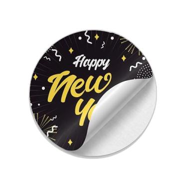 Imagem de Adesivos Redondos Ano Novo 25 Unidades Com Estampa De Fogos De Artifício - Tamanho 85x85cm