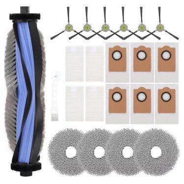 Imagem de Peças de reposição compatíveis com aspirador de pó robô Lefant M3, 1 escova de rolo, 6 escovas laterais, 6 sacos de pó, 4 filtros HEPA, 4 almofadas de esfregão, kit de acessórios M3