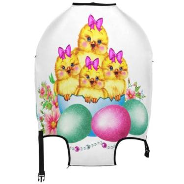 Imagem de Joisal Capa para mala protetora de viagem com flor elástica acessórios para mala de viagem pintinhos amarelos fofos ovos de Páscoa, Lindo ovo de Páscoa de pintinhos amarelos, S 18-20 in, Capa de mala