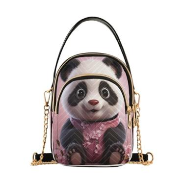 Imagem de Wolf in Starry Night Bolsa tiracolo antirroubo feminina bolsas e bolsas carteiro para mulheres, Pequeno panda fofo, 15*21*8cm