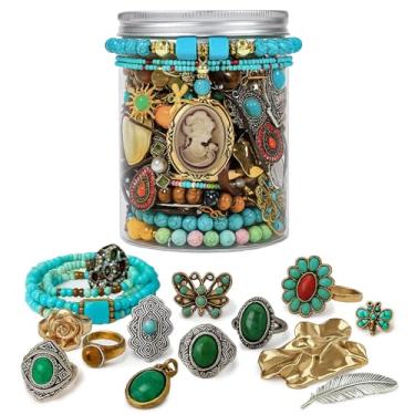 Imagem de SMUOBT Mystery Jewelry Jar Bundle - Caixa de joias surpresa de 40 a 45 peças para mulheres, conjunto de presente (colar, brincos, anéis, kracelet, chaveiro, grampo de cabelo) - Presente de aniversário