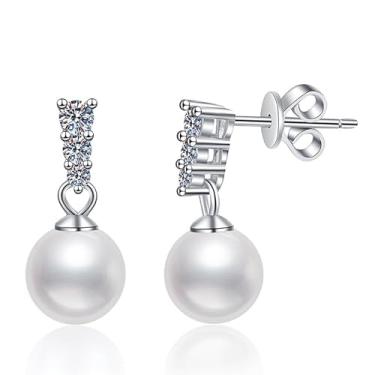 Imagem de Rostisla Brincos de pérola S925 prata pura natural de água doce clássico estilo Diana design minimalista D-color moissanite pérola