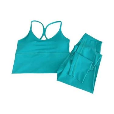 Imagem de Conjunto De Yoga Sexy Feminino Com Costas Cruzadas 2 Peças Roupas De F