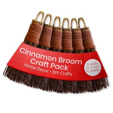 Imagem de Vassoura de canela com aroma de canela 7,6 cm (pacote com 6) mini vassouras - vassoura decorativa de bruxa para proteção de porta e decoração de Halloween