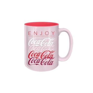 Imagem de Silver Buffalo Caneca de cerâmica Coca Cola alinhada com logotipos resistentes à cera de 500 ml
