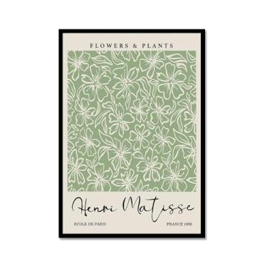 Imagem de Arte de parede verde sálvia Matisse William Morris Bauhaus Impressão floral abstrata Mercado de Flores Cartaz Picasso Estética Decoração de Parede para Sala de Estar (SKU6,12 x 40,6 cm = (30 x 40 cm