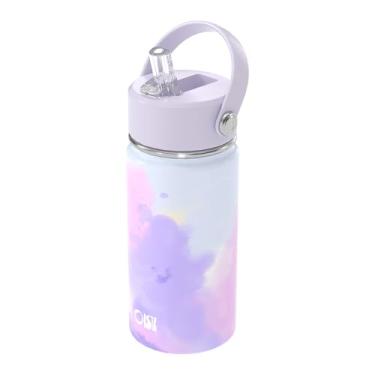 Imagem de OISIZ Garrafa de água infantil com tampa de canudo 397 g, garrafas de água de aço inoxidável 316 isoladas a vácuo para crianças para escola, garrafa de água à prova de vazamento, livre de BPA e manter