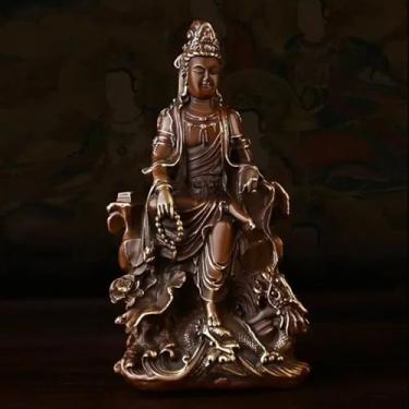 Imagem de FENNYYAR Ornamentos Feng Shui Cobre Lucky Guanyin, 16 cm, Escritório Doméstico Oferecendo Estátua de Buda Bodhisattva Decoração