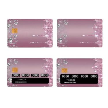 Imagem de Kiorevy 4 peças de capa de cartão de crédito de débito brilhante diamante rosa brilhante à prova d'água capa removível para cartões