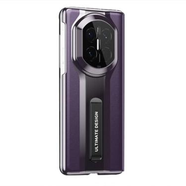 Imagem de POYUFRG Capa flip para Huawei Mate X7, capa de janela de visualização inteligente de couro genuíno de luxo leve com suporte dobrável, roxo, Mate X7