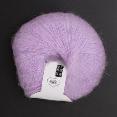 Imagem de Generic Fio angorá de Malha Mohair Macio para Tecer Lenços, Suéteres e Chapéus, lã Mohair Quente de Em Várias Cores, Lavável à Mão para Entusiastas de tricô (16 neve verde)