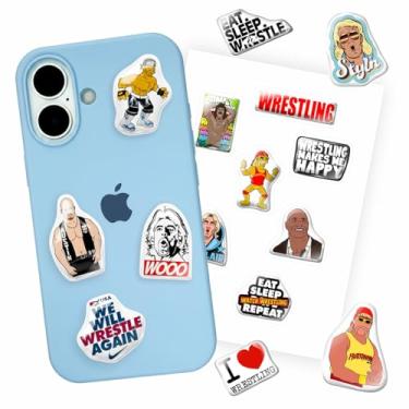 Imagem de 16 peças de adesivos de luta livre epóxi 3D – decalques de vinil lutador, garrafa de água, laptop – decalques de lutador à prova d'água para scrapbooking - adesivos para telefone