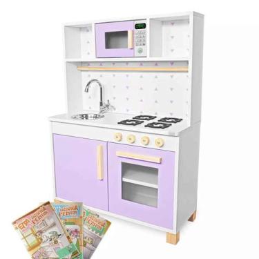 Imagem de Cozinha Infantil Lilás com Pia Fogão e Microondas - Eita Casa Perfeita