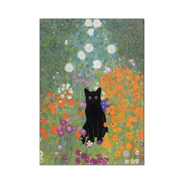 Imagem de Pintura Em Tela De Gato Preto De Claude Monet, Arte De Parede Para Sal