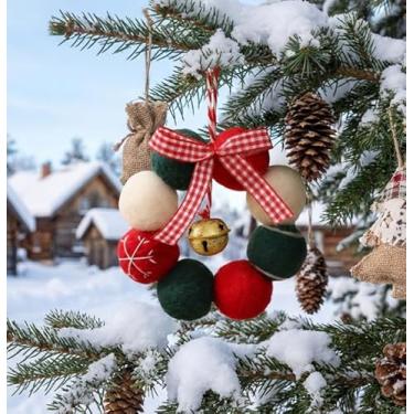 Imagem de Guirlanda de sino de feltro de Natal, enfeite para pendurar, decoração de árvore festiva, decoração de janela de férias (verde)