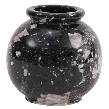 Imagem de SPESHSTONES Vaso de flores de mármore, preto, feito à mão, decorativo, para mesa de escritório, centro de mesa, vasos pequenos para sala de estar, decoração de casa e cozinha