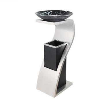 Imagem de Eliminação de pontas de cigarro Hotel com cinzeiro, lata de lixo, lobby, coluna cinzas comercial aço inoxidável(Silver)
