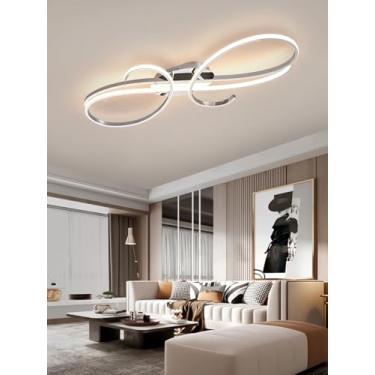Imagem de Luminária de teto LED criativa e regulável para sala de estar com controle remoto. Luminária de teto LED de baixo consumo para ambientes internos, ideal para quarto, quarto infantil e sala d