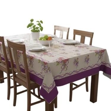 Imagem de Toalha De Mesa Quadrada 4 Lugares 145x145cm Poliéster e Algodão(Floral Laço Lilas)