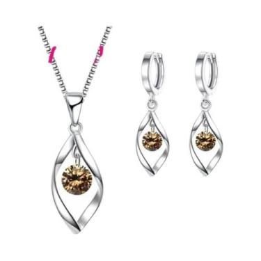 Imagem de Conjunto De Joias De Noiva Em Prata Esterlina Com Colar E Brincos CZ P