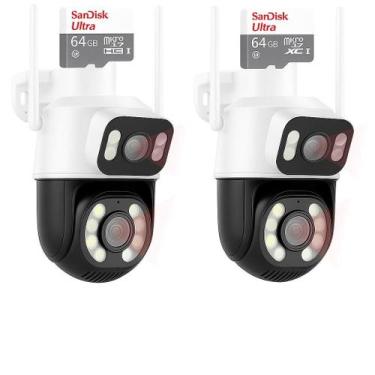 Imagem de Kit 2 Câmera Externa ip Wifi 4k Ptz Dupla Lente Prova Dágua Segurança 