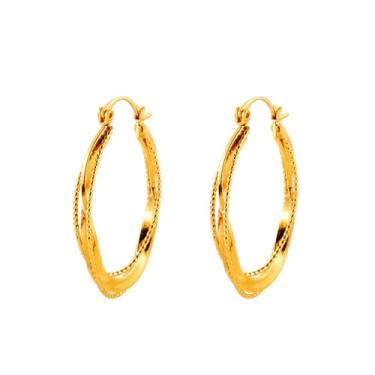 Imagem de Kokoma Brincos de argola ovais irregulares para mulheres, círculos geométricos, brincos redondos, argolas torcidas com contas, acessórios de joias de orelha da moda, Small, Cobre, Sem pedra preciosa