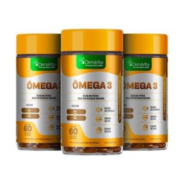 Imagem de Kit 3x Ômega 3 Ultra Concentração 824mg, Epa 540mg, Dha 360mg, 180 Cápsulas, Denavita-Unissex