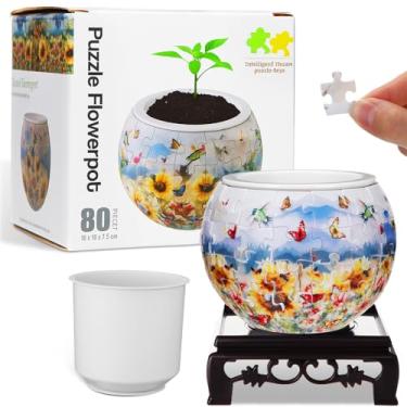 Imagem de Silipull Vaso de quebra-cabeça 3D, vaso de flores com quebra-cabeça 3D, feito de 160 peças de plástico curvas, presente de inauguração de casa para arranjos de flores e decoração de casa (trochilus