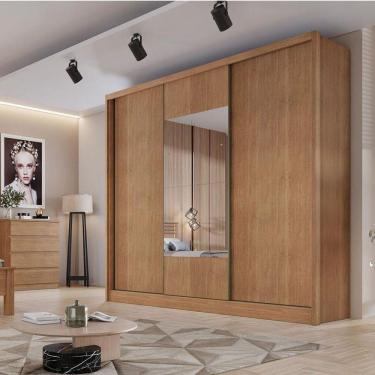 Imagem de Guarda Roupa Casal Ambiente Medelim 3 Portas 6 Gavetas Cumaru 23 Com Espelho - Novo Horizonte