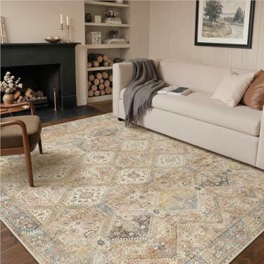 Imagem de GENIMO Tapetes de área de 12 x 18 cm para sala de estar, laváveis na máquina, tapetes vintage antiderrapantes, tapete de impressão leve de pilha baixa para quarto, sala de jantar, escritório em casa