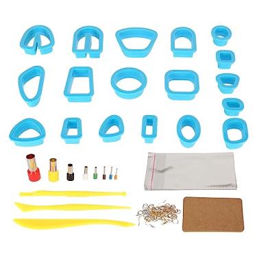 Imagem de Conjunto de cortadores de argila de polímero, 129 peças, kit de fabricação de joias DIY com ganchos para brincos, cartões, anéis de salto para brincos de argila, biscoitos, (Azul)