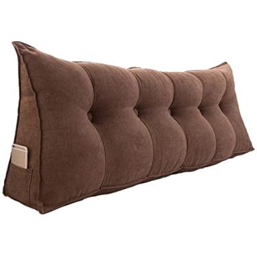 Imagem de BAHULA Almofada triangular para cabeceira, almofada triangular de cor sólida, almofada de leitura, suporte de posicionamento grande para sofá-cama com capa removível, café, 150 x 50 x 20 cm
