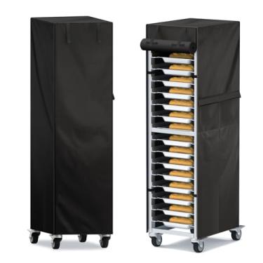 Imagem de Capa de rack de pão de 20 camadas 68 x 71 cm x 164 cm – capa Oxford 420D impermeável e à prova de poeira com bolso de armazenamento lateral, porta de enrolar, zíper – protetor de panificação comercial