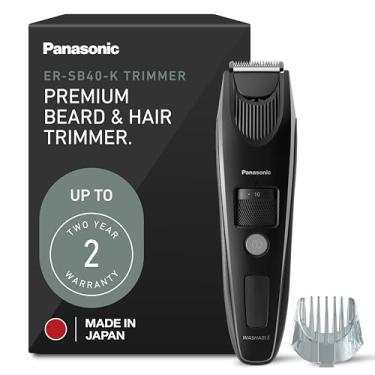 Imagem de Panasonic Aparador de barba masculino de precisão sem fio, aparador de cabelo com acessório de pente e 19 configurações ajustáveis, lavável, ER-SB40-K, comprimentos de 0,5-10 mm, 1 pacote