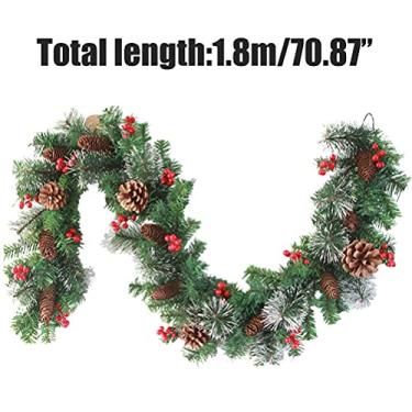 Imagem de Aoresac Decoração de Guirlanda de Abeto de Natal, Tamanhos de 2,7 M/1,8 M, 50 LEDs, Uso Externo/interno, Perfeita para Escadas, Varandas, Casamentos, Lareiras, Mesas de Jantar (A