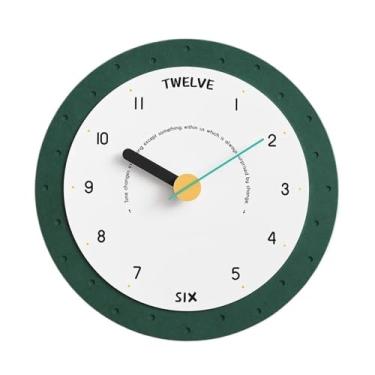 Imagem de KEG801302 Relógio sem perfuração, sala de estar simples, relógio de casa elegante, relógio, relógio de parede, adequado para sala de estar, estudo, relógio de parede de escritório (verde)