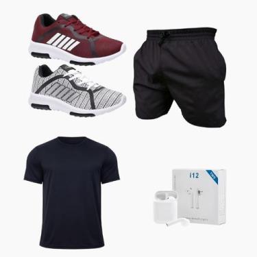 Imagem de Kit Esportivo Completo Masculino com Tênis + Roupa Fitness + Fone Blue