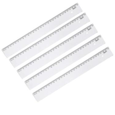 Imagem de Kit 5 Régua escolar transparente 30cm Maxcril New Line nova
