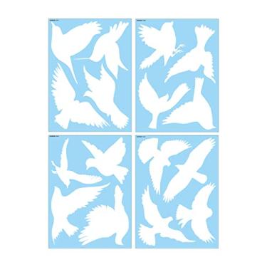 Imagem de 4 Folhas de Adesivos Anti-Colisão para Janela com Tema Pássaros DIY Removíveis PVC Vidros contra Colisões Decoração Casa Refletem Luz Solar Aviso