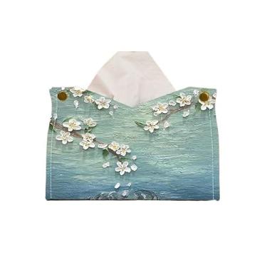 Imagem de Capa de caixa de lenços caixa de lenços de papel de pintura a óleo para sala de estar doméstica suporte de guardanapo de poliuretano para escritório em casa, restaurante, caixa de lenços