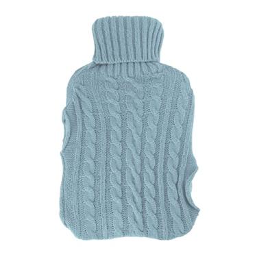 Imagem de Conjunto de capa de malha para bolsa de água quente Grcfumo, bolsa de água quente de borracha, bolsa de água quente com capa de inserção manual para aliviar dores no pescoço, (Azul claro)