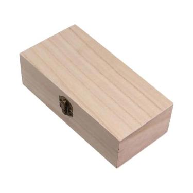 Imagem de Caixa De Joias Retrô De Madeira Natural Com Tampa, Organizador De Arma