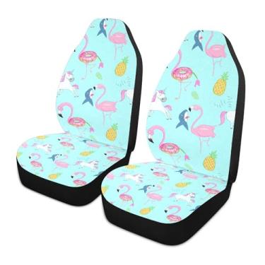 Imagem de xigua Unicorns Capas de assento dianteiras universais para carro, pacote com 2, capas protetoras de assento de carro respiráveis para decoração de interiores automotivos, SUV, carros e caminhões
