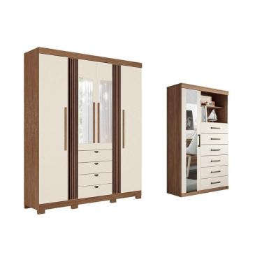 Imagem de Guarda Roupa +cômoda 2 Peças Qc273 Jatoba/areia - Santos Andirá
